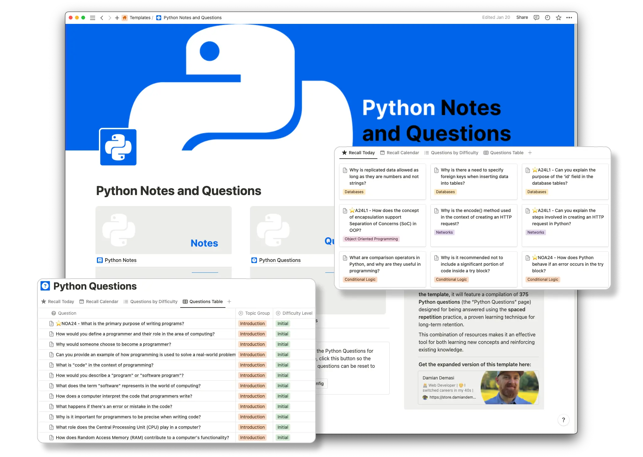 Python Notes and Questions Overview