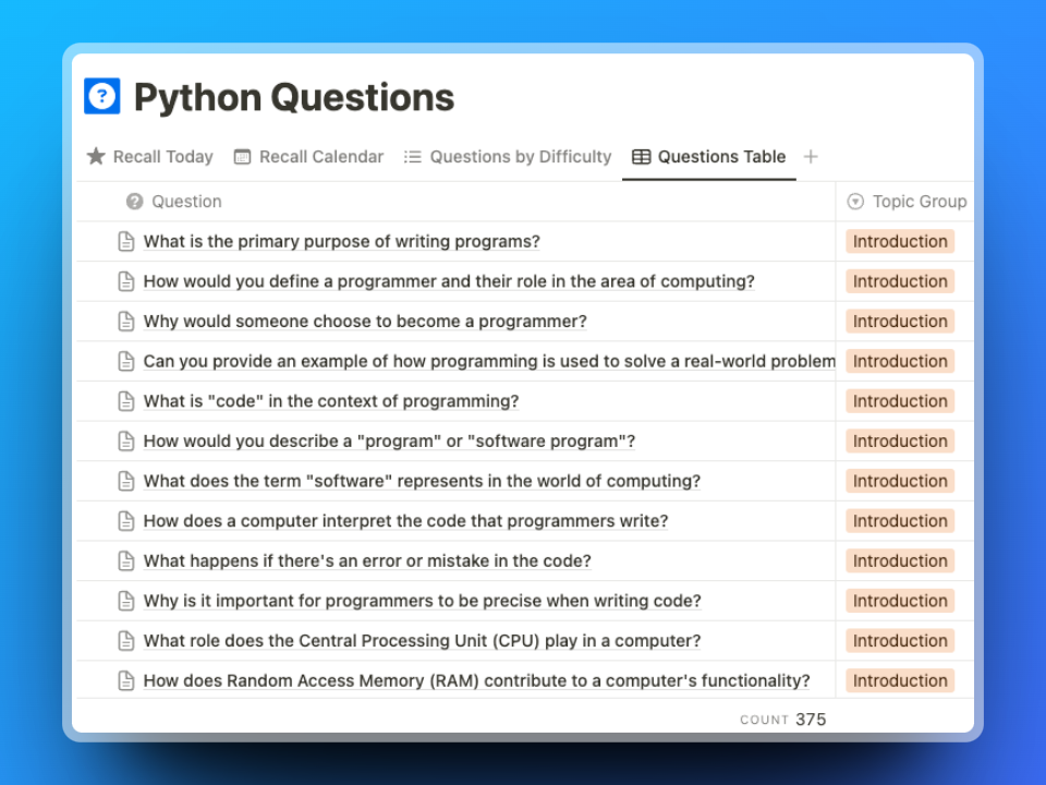 Python Questions Template